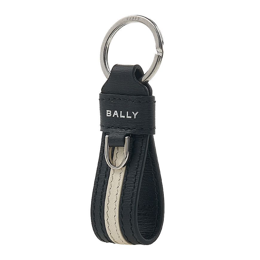Bally Suture Detail Key Chain In Black