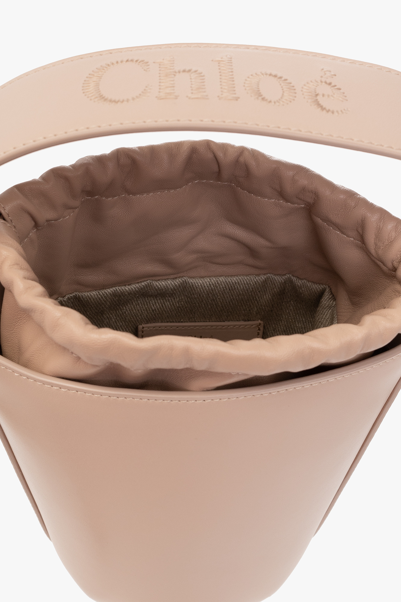 Chloé Sense Leather Bucket Bag In Nude