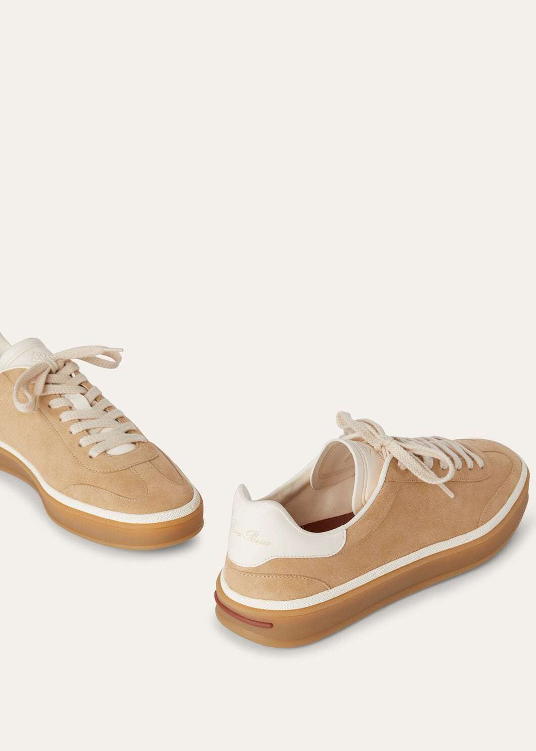Loro Piana Mixed Leather Low-top Tennis Sneakers In Nude