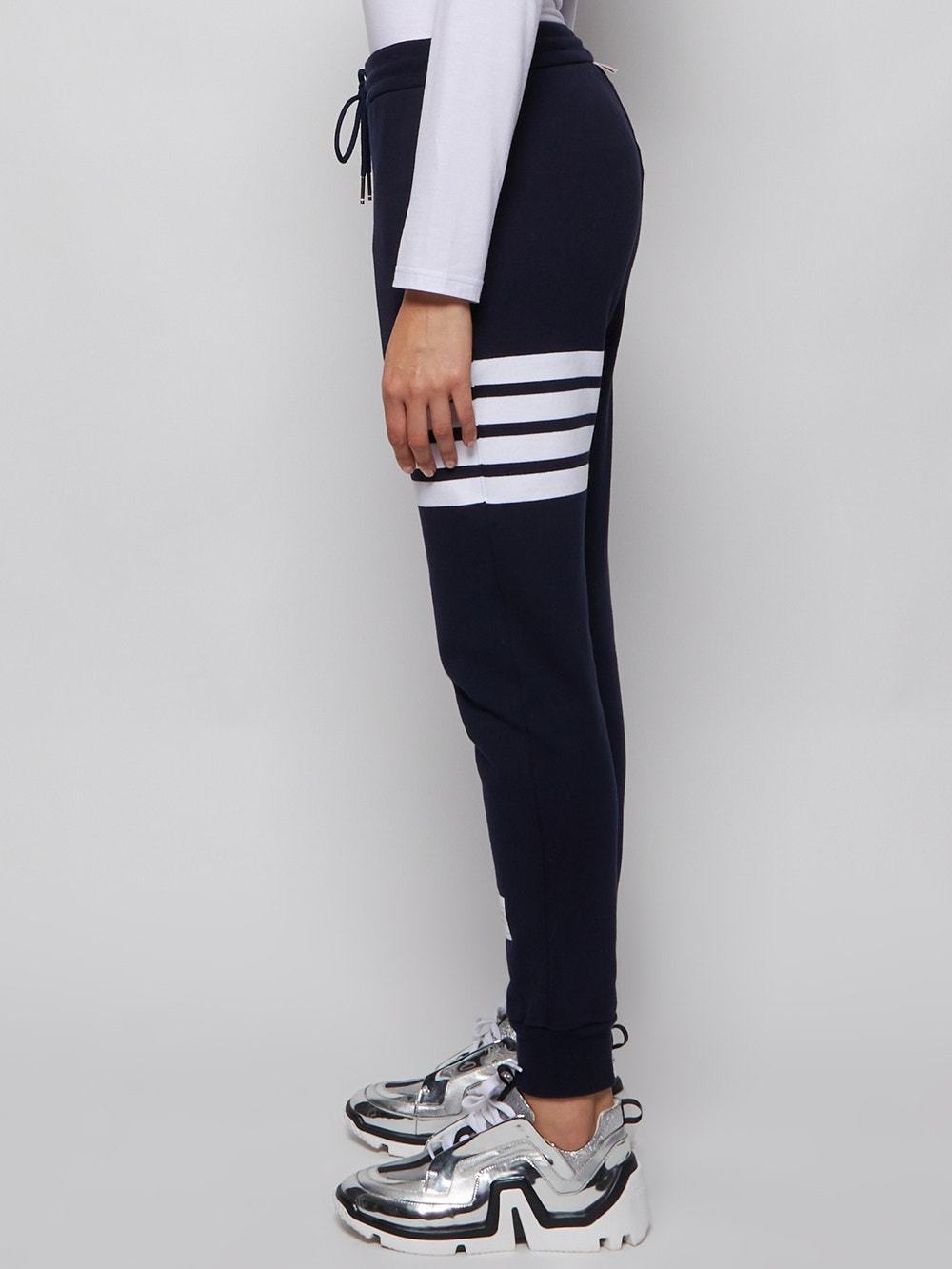 Thom Browne Four Striped Sweatpants In Black