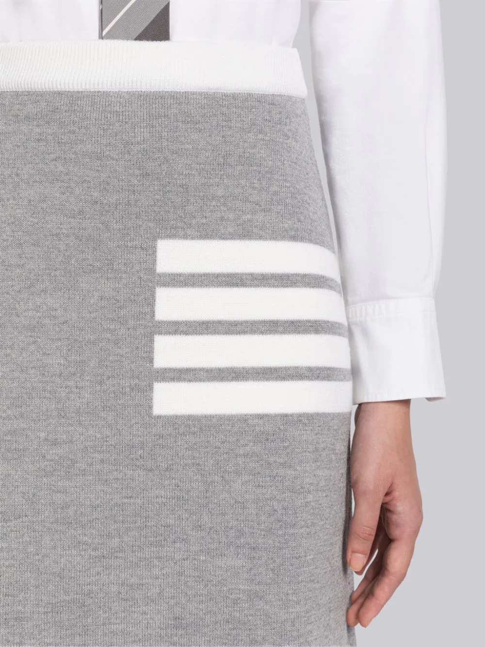 Shop Thom Browne A-line Merino Wool Midi Skirt In Gray