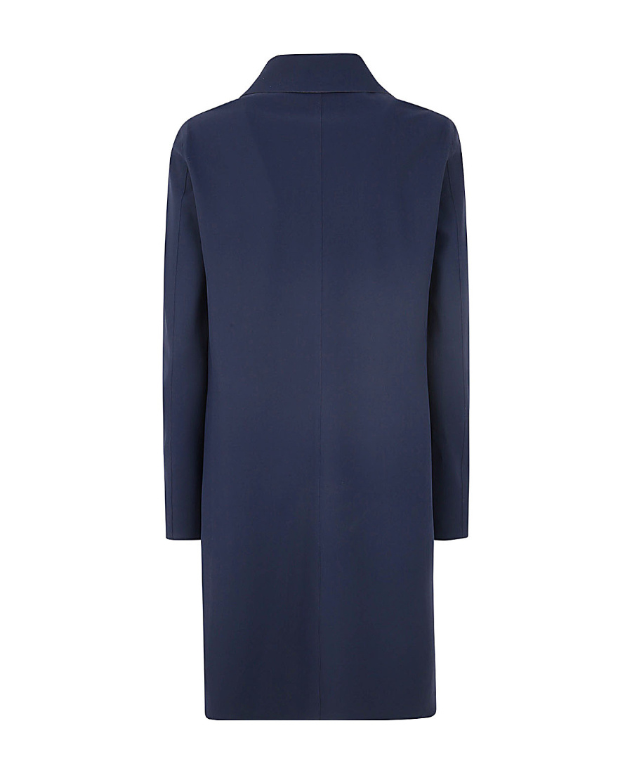 Herno Blue Coat With Concealed Closure And Collar In Stretch Polyamide Woman In Black
