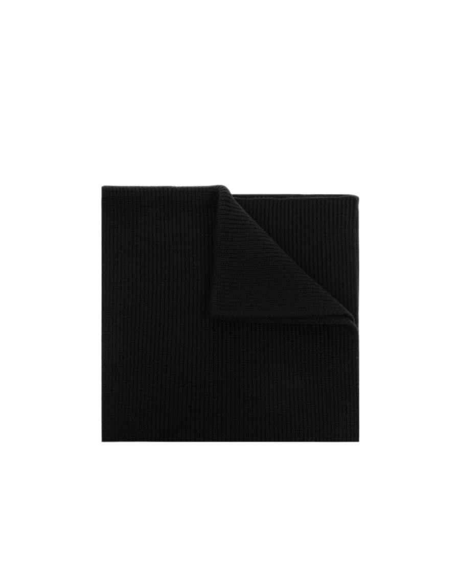 Versace Logo-patch Wool Scarf In Black