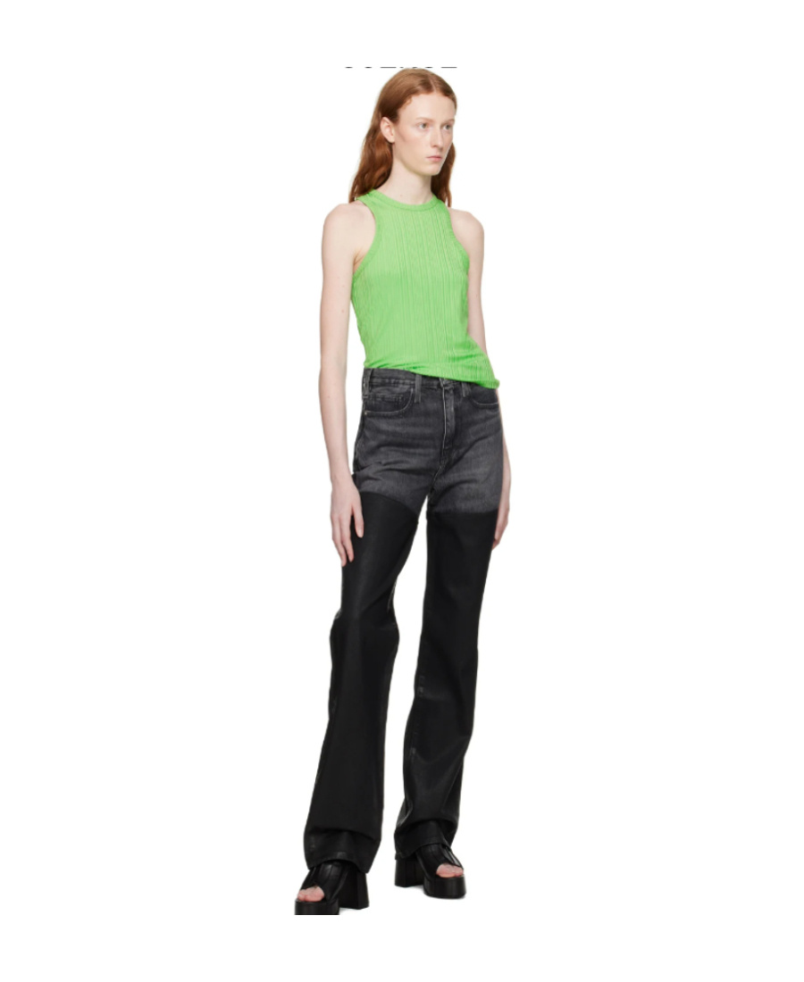 Frame Belt Ring Gradual Change Jeans In Black