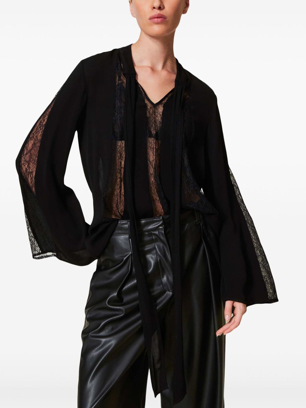 Shop Twinset Lace Crepe Tunic
