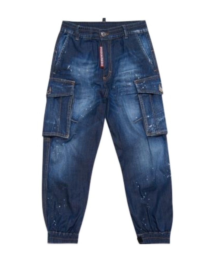 Dsquared2 Logo Stretch Waist Jeans In Blue