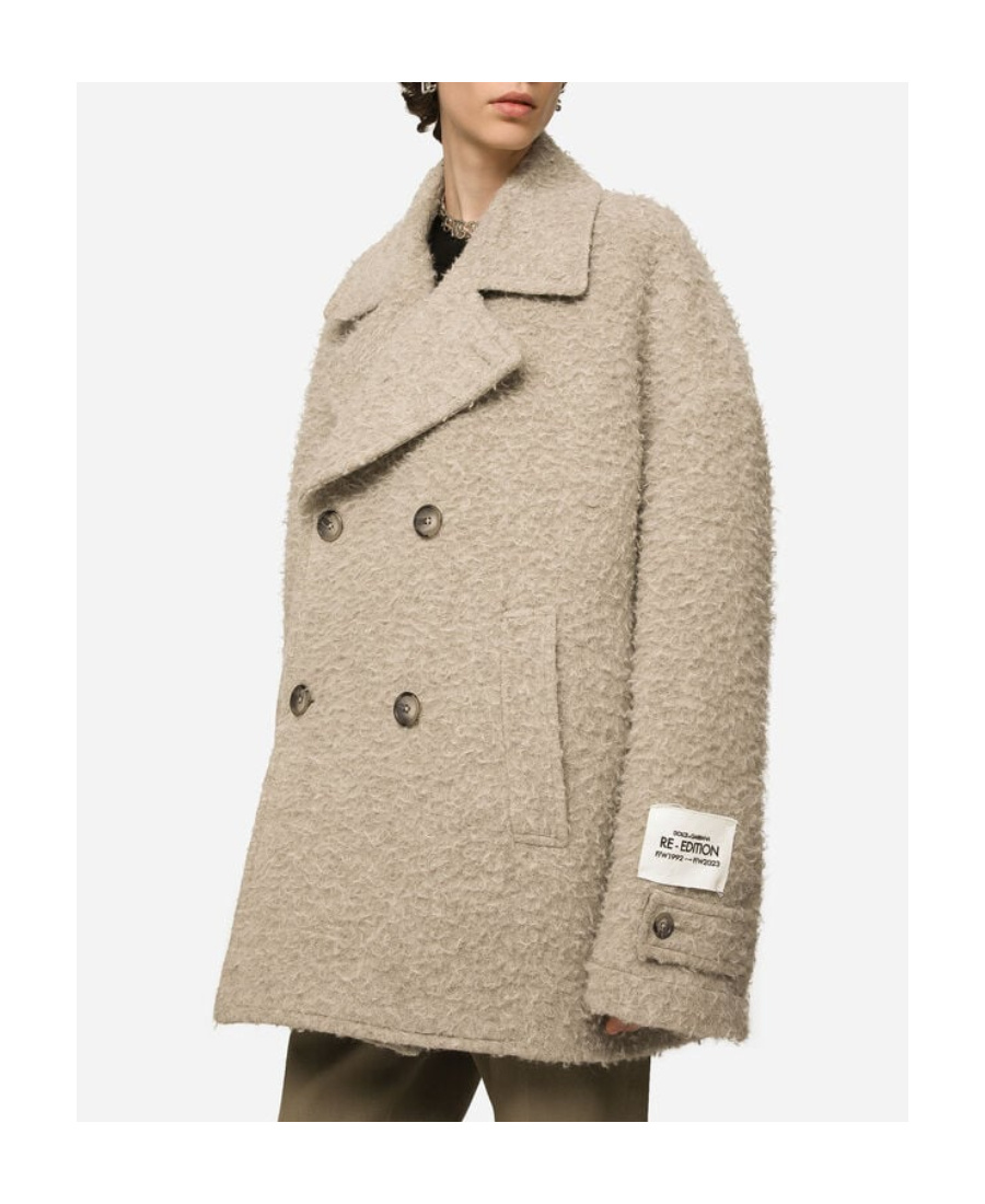DOLCE & GABBANA DOUBLE-BREASTED BRUSHED PEACOAT