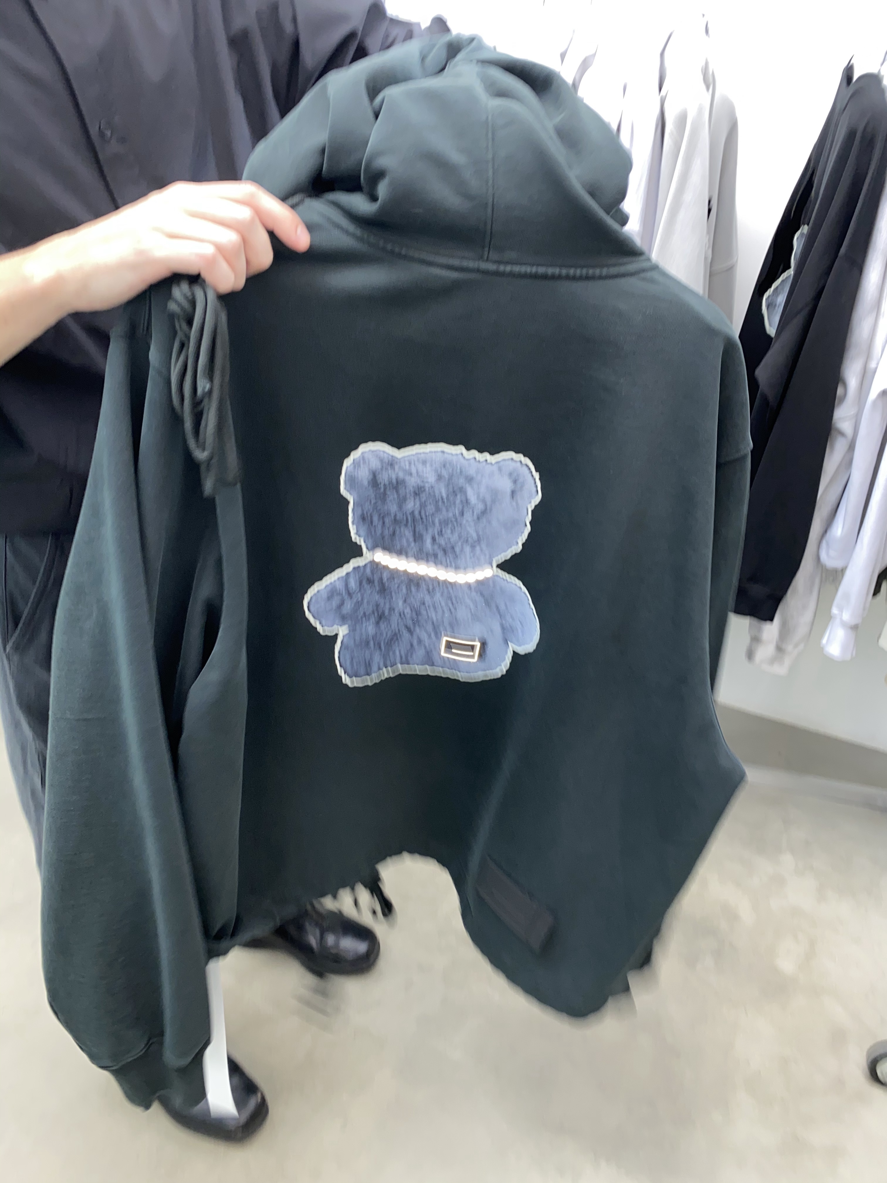 We11 Done Bear With A Hat And Casual Jacket In Black