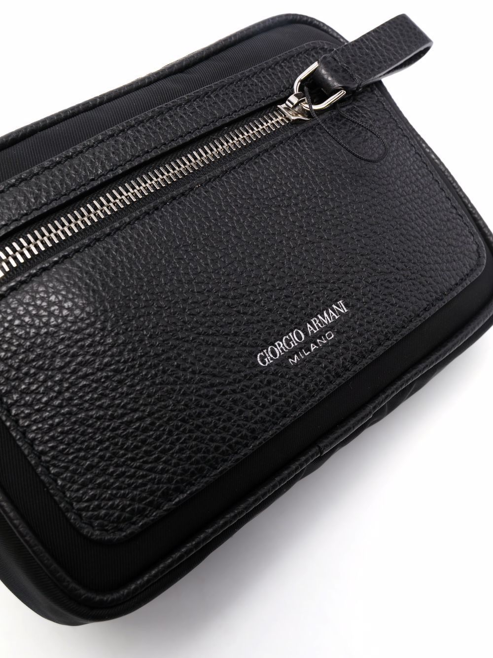 Giorgio Armani Engraved-logo Leather Tote In Black