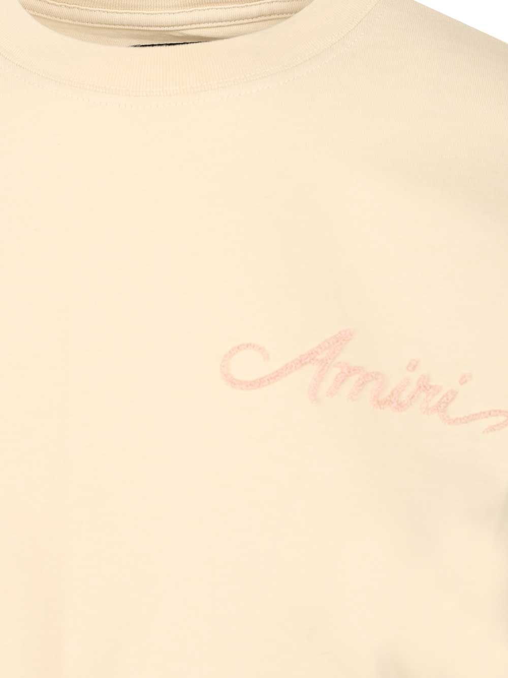 Amiri Bleach Bandana Patch Tee T-shirt Beige In Neutral