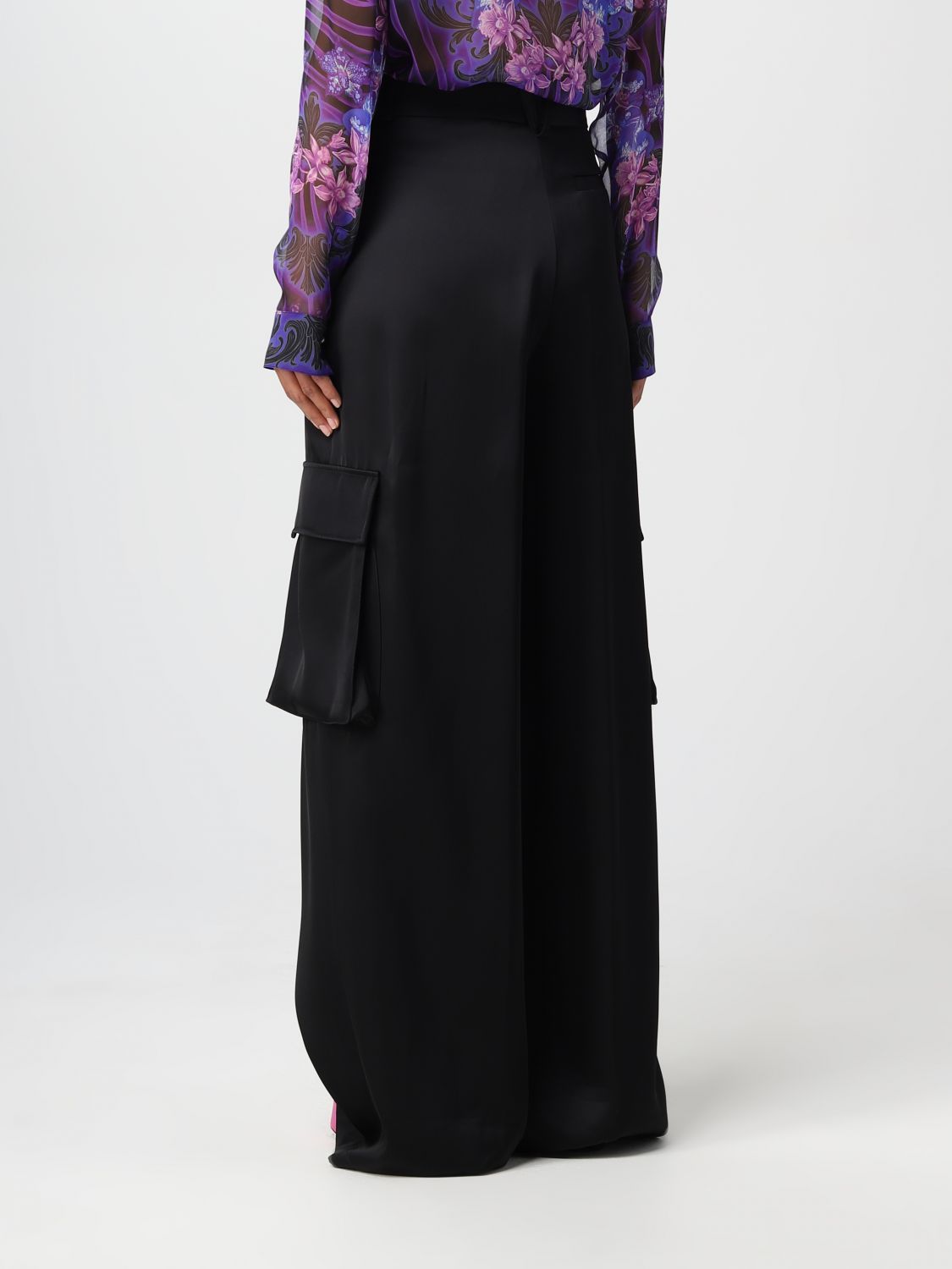 Versace Woman Black Trousers In Black