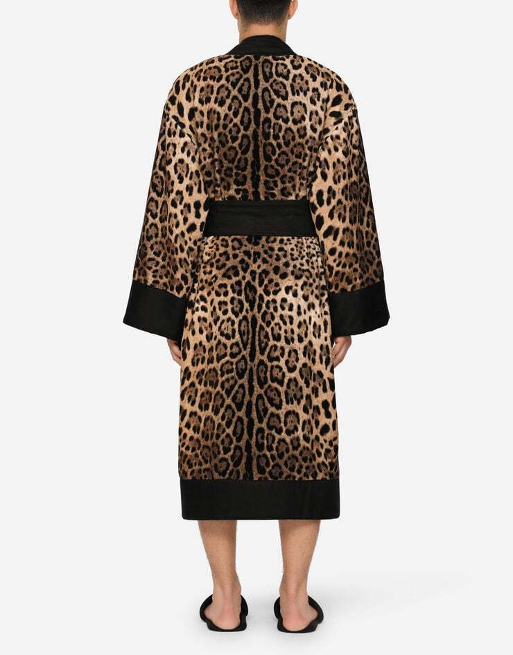 DOLCE & GABBANA DOLCE  GABBANA LEOPARD PRINTED BATH ROBE