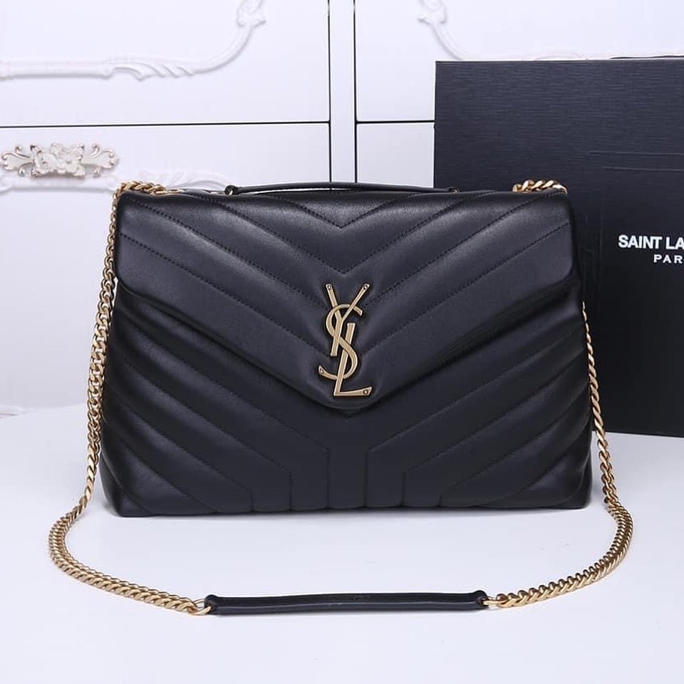 Saint Laurent Medium Loulou Quilted Shoulder Bag In Black