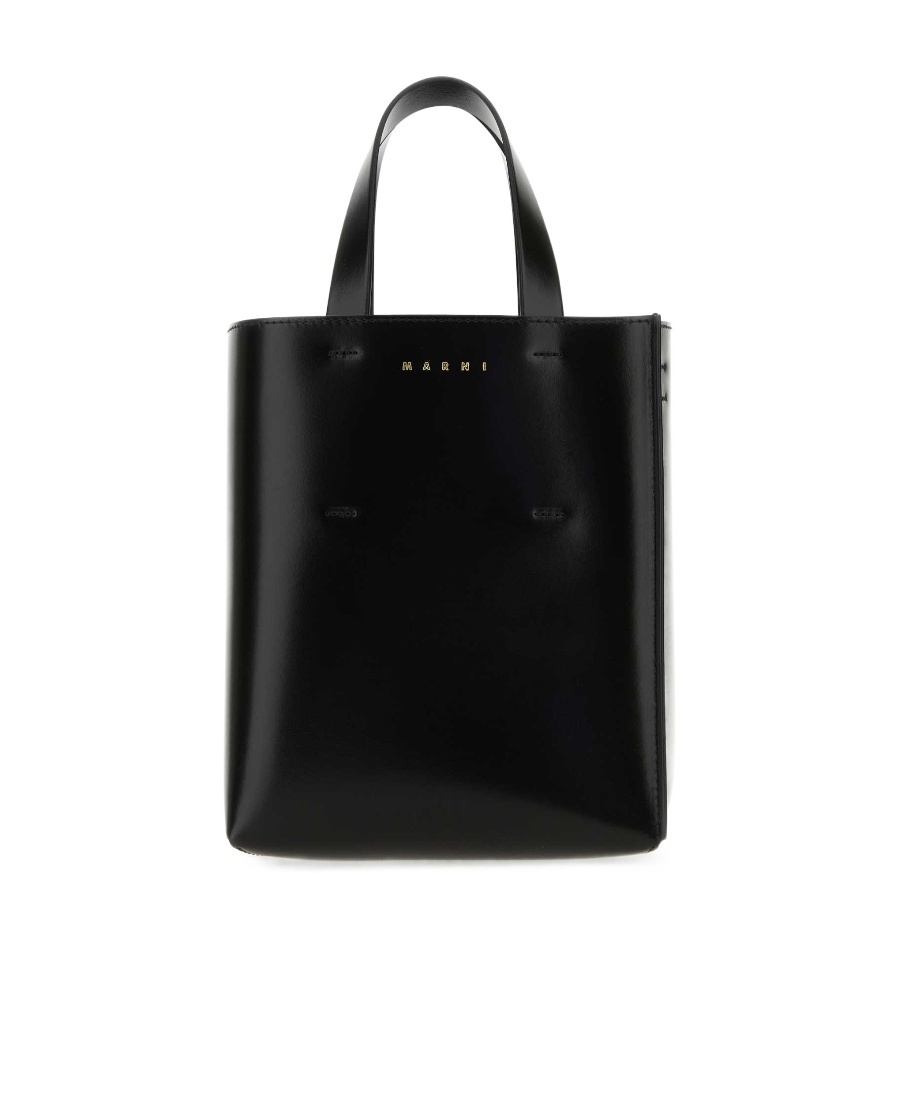 Marni Museo Compact Leather Tote In Black