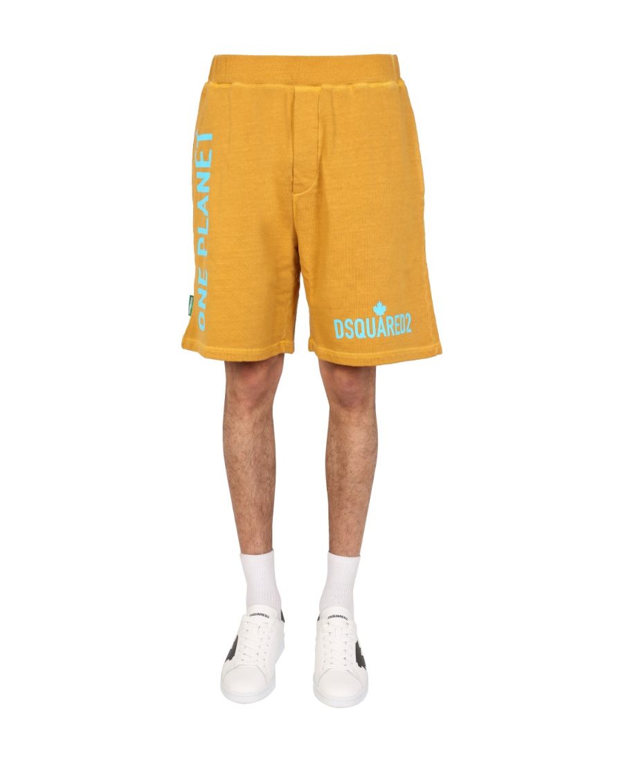 Dsquared2 Dsquared Men "one Life One Planet" Bermuda Shorts In Orange