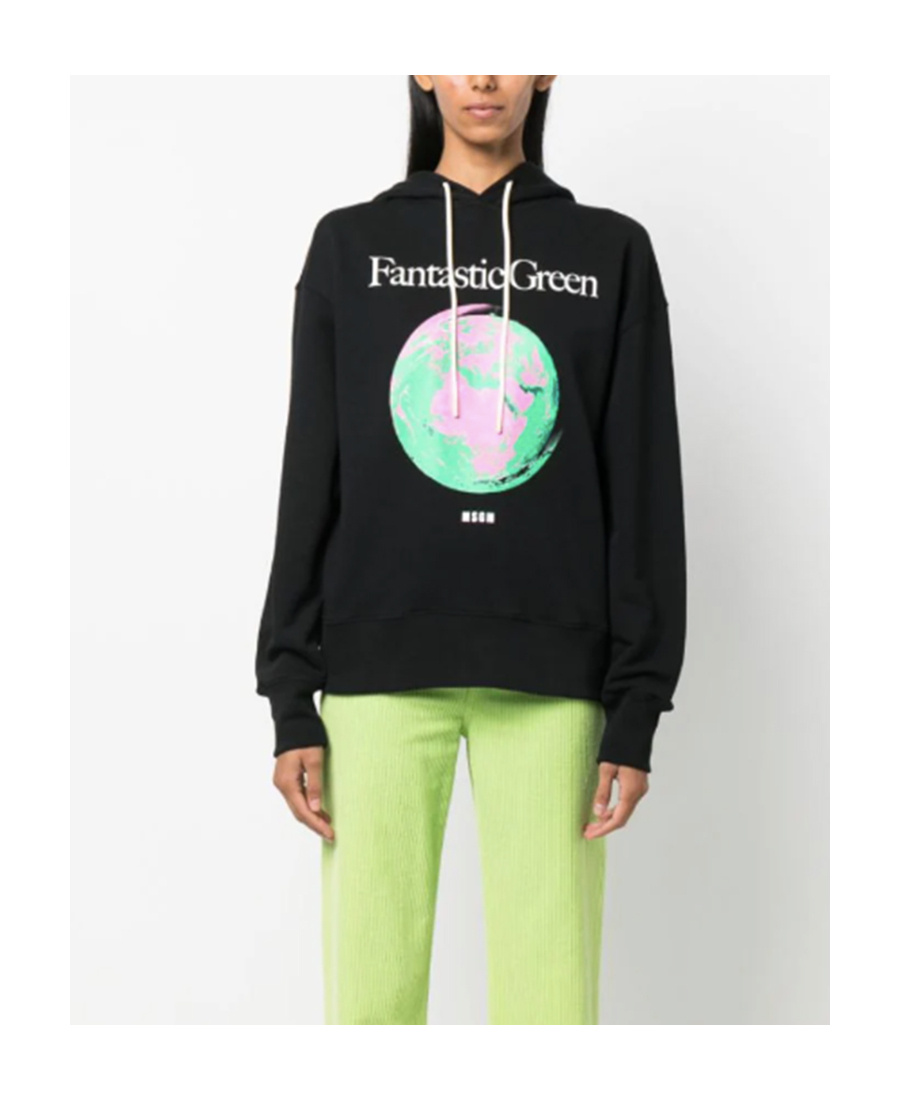 Msgm Graphic-print Organic Cotton Hoodie