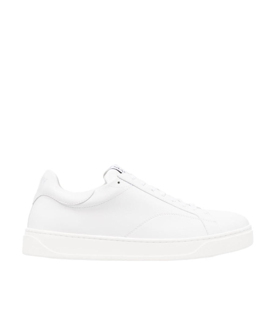 Lanvin Leather Low Top Sneakers With Contrasting Heel Counter In White