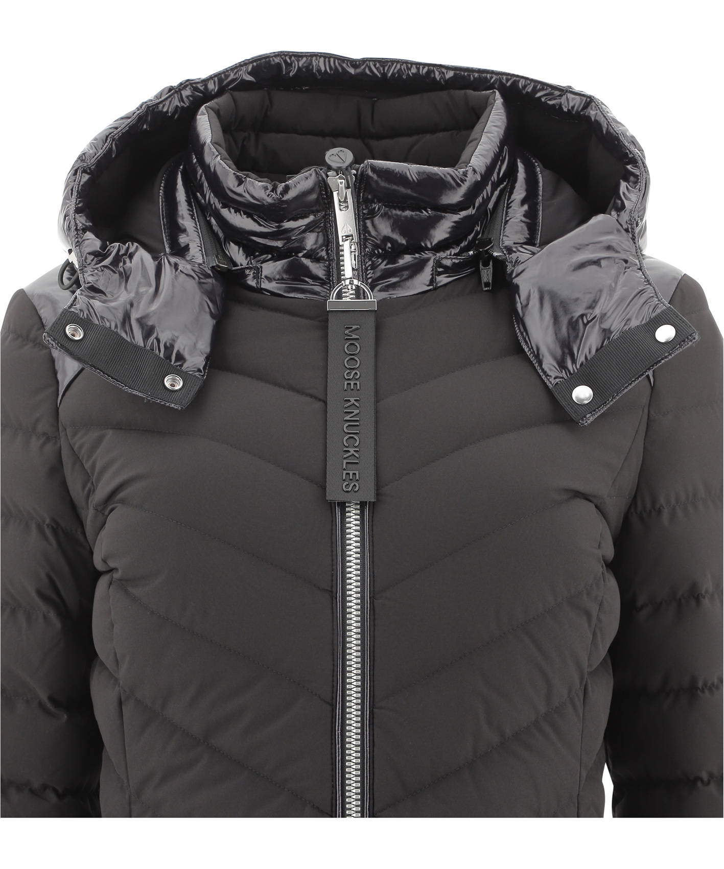 Moose Knuckles East Prairie Hooded Down Jacket In Black