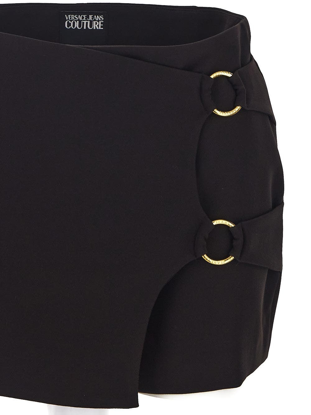 Versace Jeans Ring-detail Mini Skort In Black
