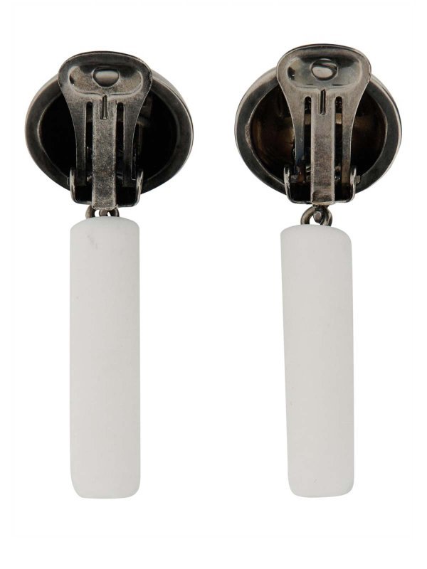 Moschino Logo Earrings In White