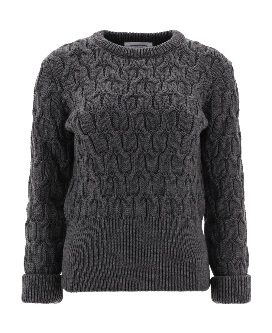 THOM BROWNE THOM BROWNE CRISS CROSS CABLE KNITTED JUMPER