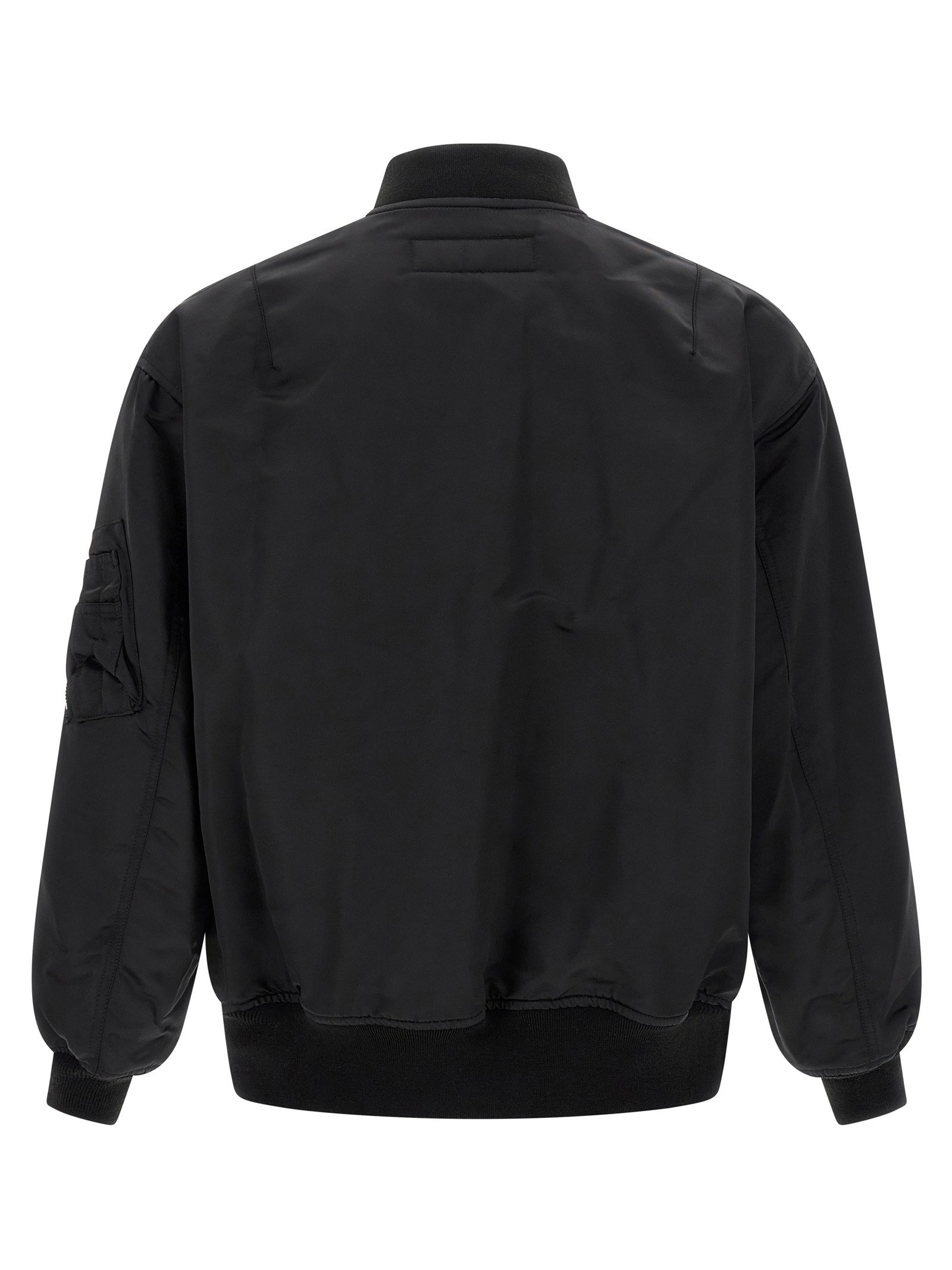 Comme Des Garçons Nylon Bomber Jacket With Ribbed Knit Cuffs And Padded Lining In Blue