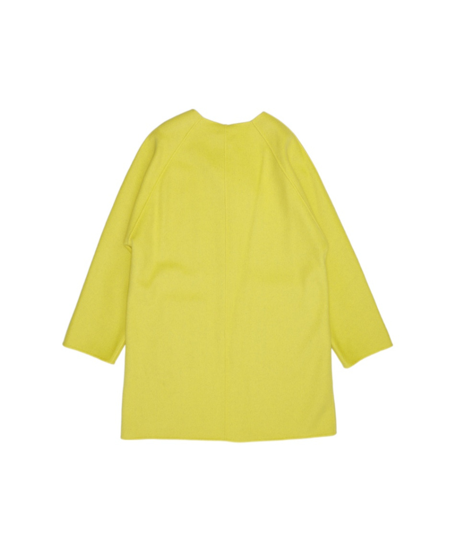 Max Mara Logo Round-neck Coat In Yellow