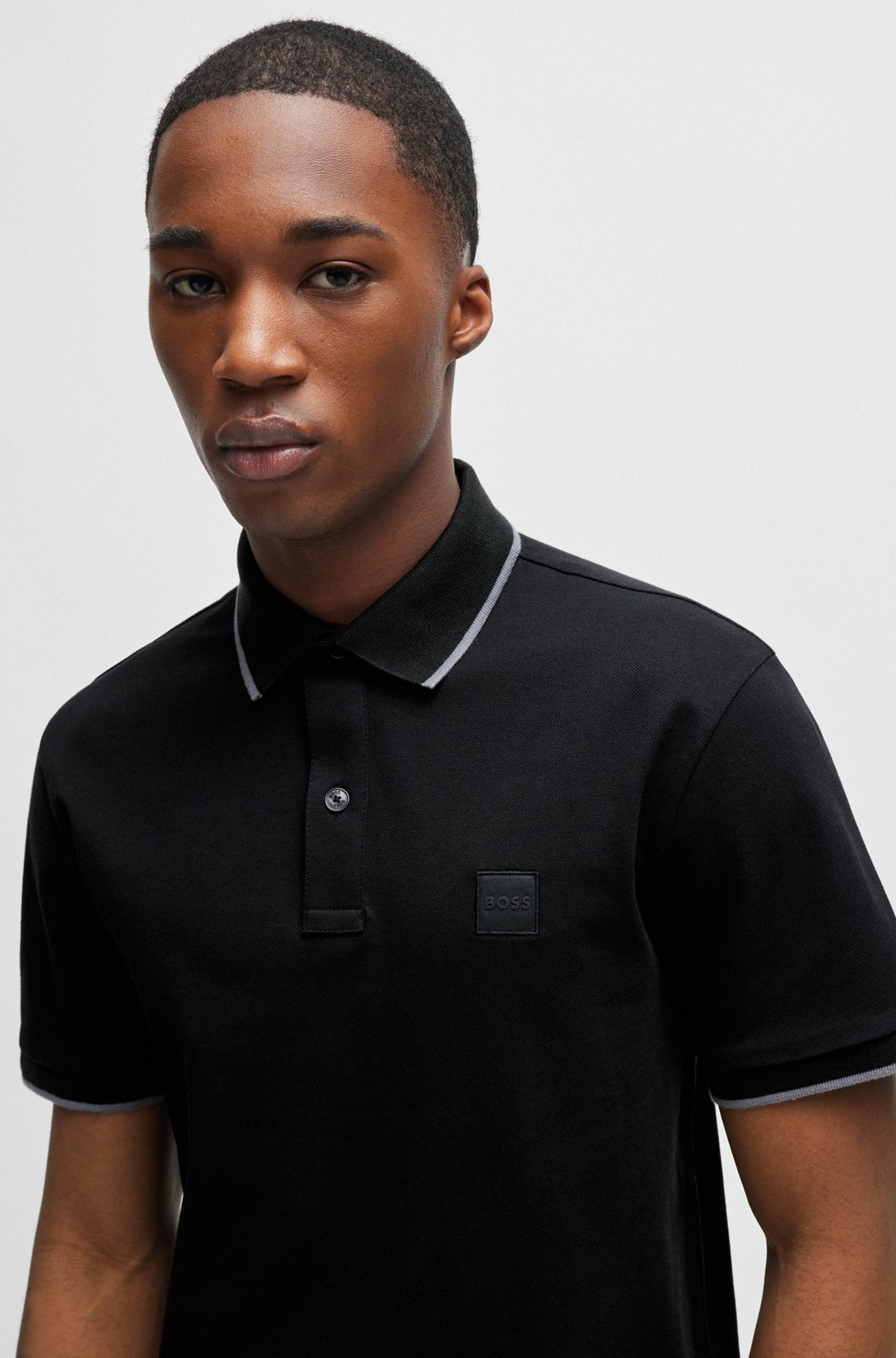 Hugo Boss Black Patch Polo In Black