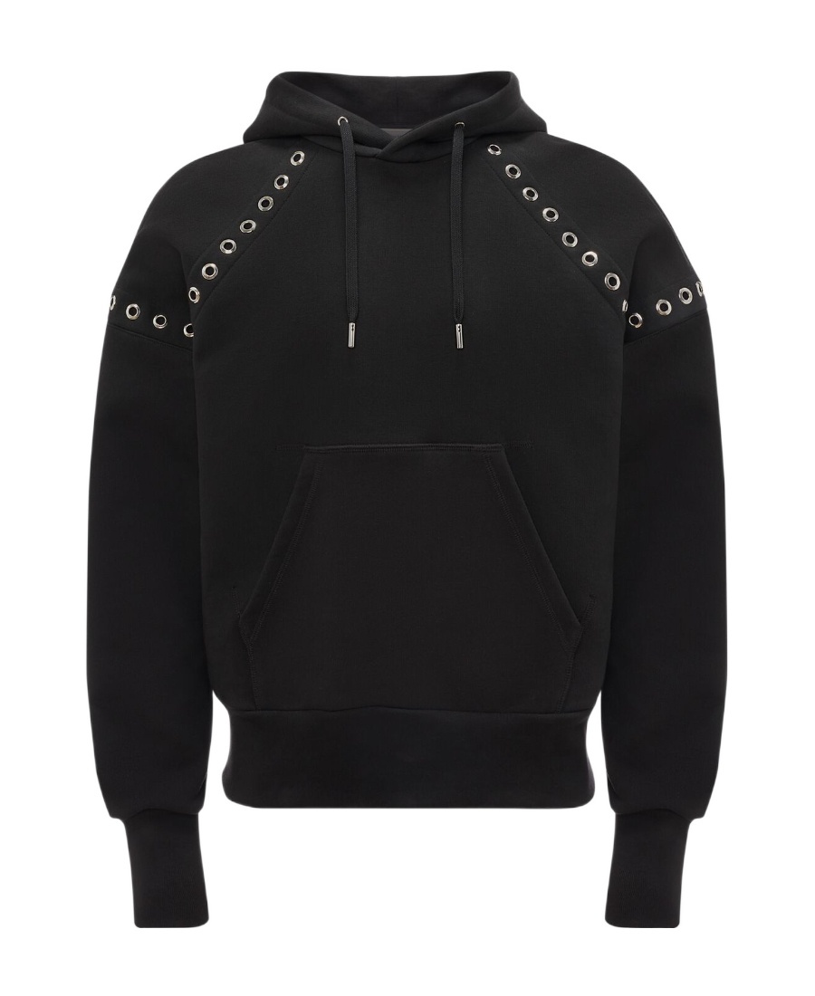 Alexander Mcqueen Eyelets Hooded Sweatshirt In Black