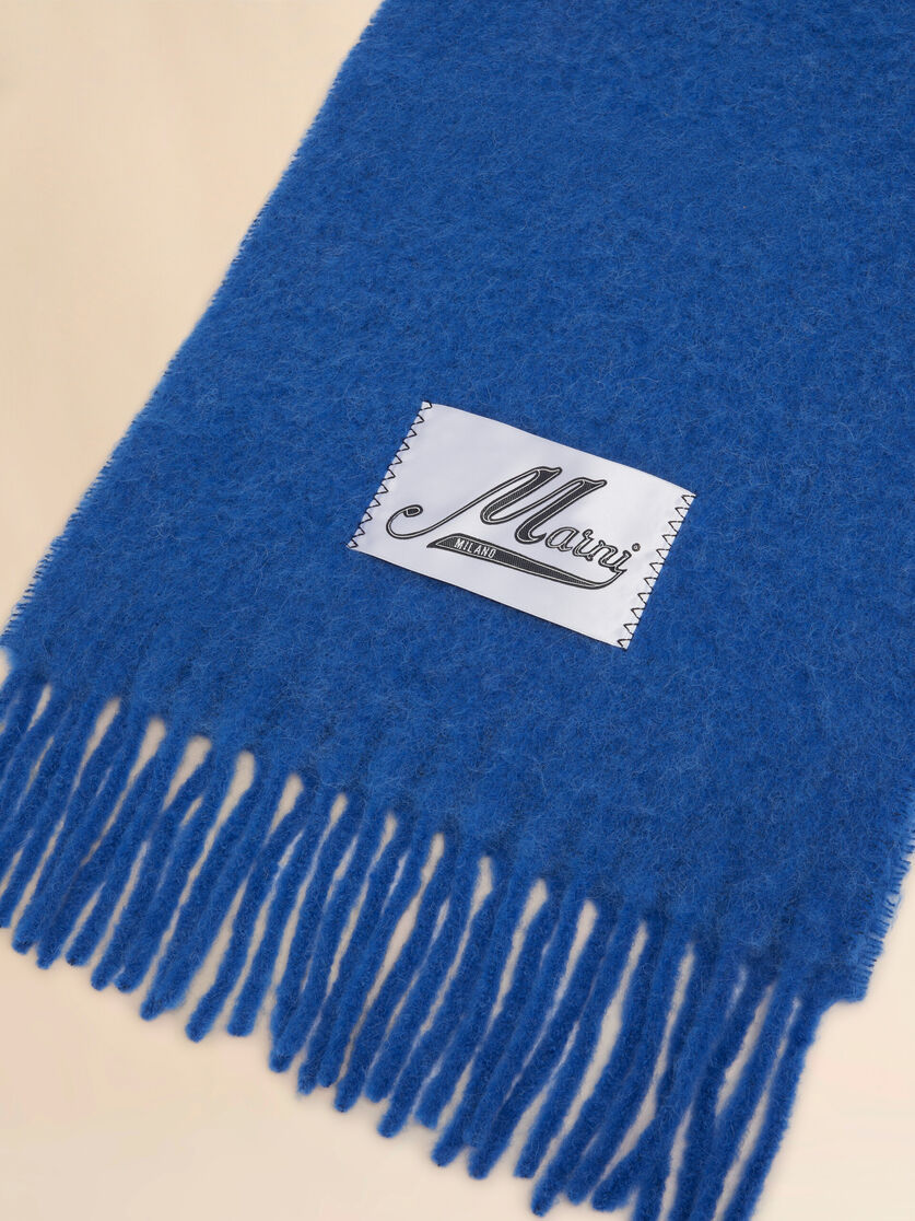 Marni Blue Brushed Alpaca Scarf With Fringes In Blue