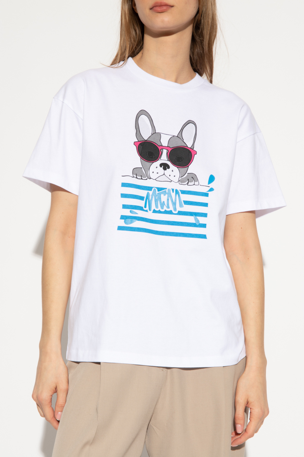 Shop Mcm Round-necked T-shirt In Blue