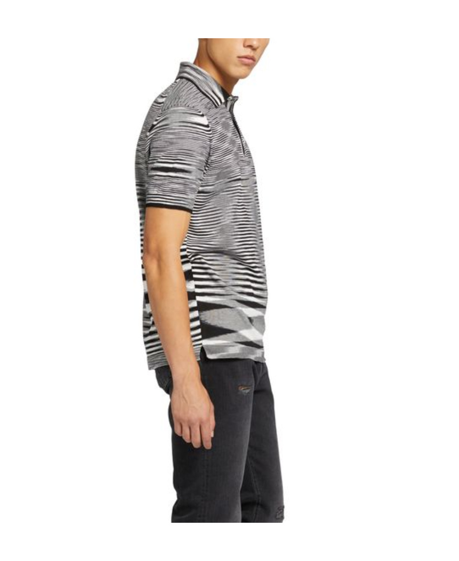 Shop Missoni Marl-knit Polo Shirt In Gray