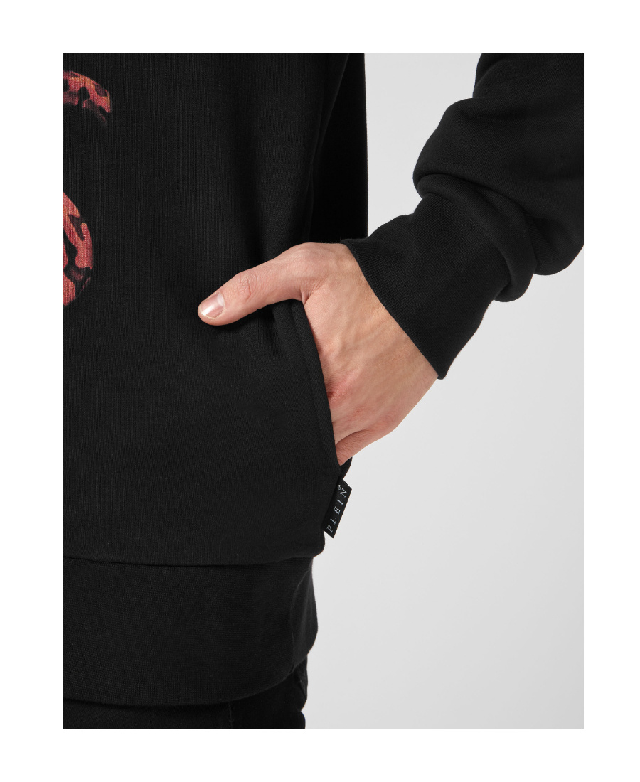 Philipp Plein Graphic Print Cotton Hoodie In Black