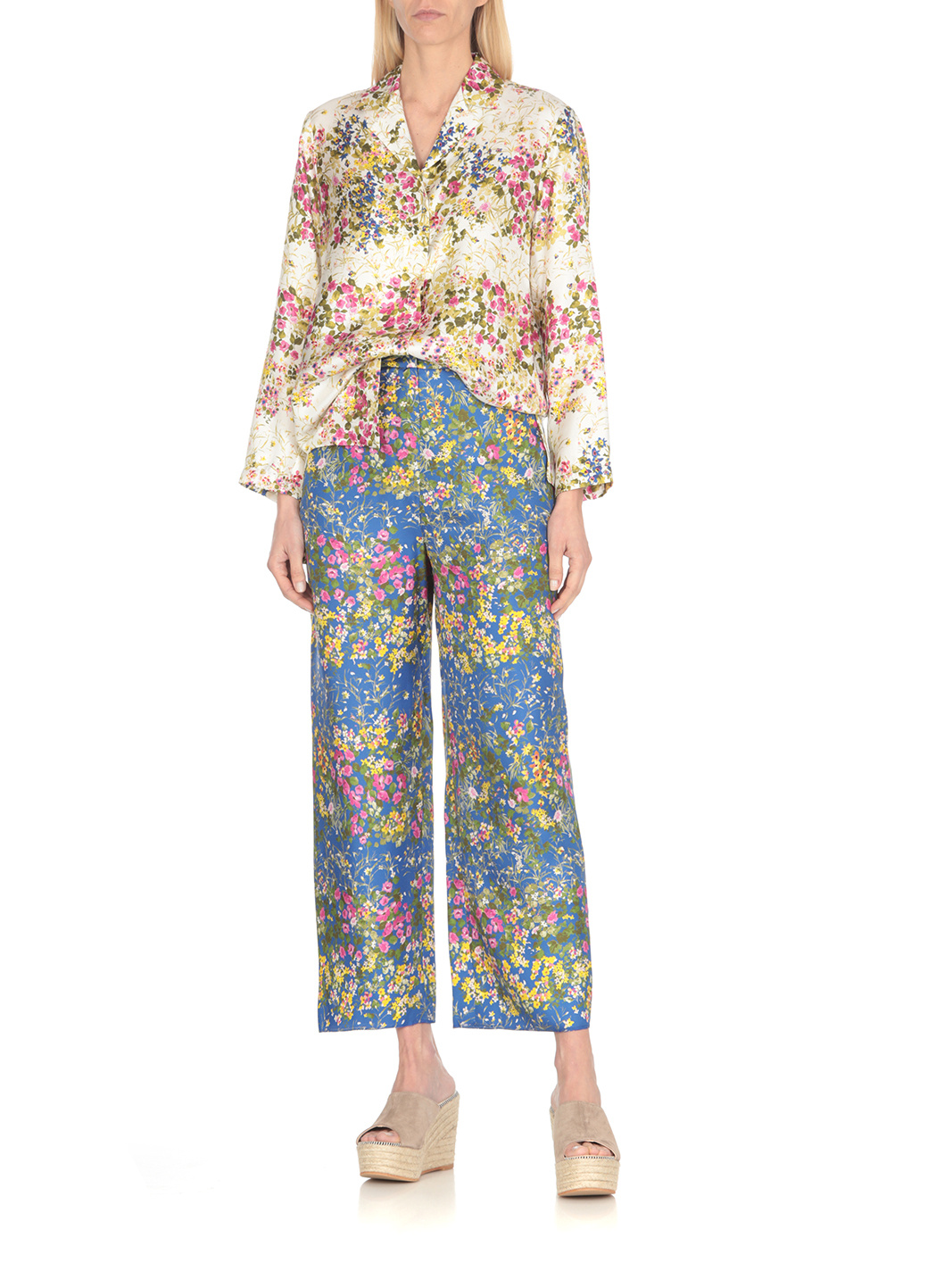 Max Mara Campale Printed Satin Shirt In White