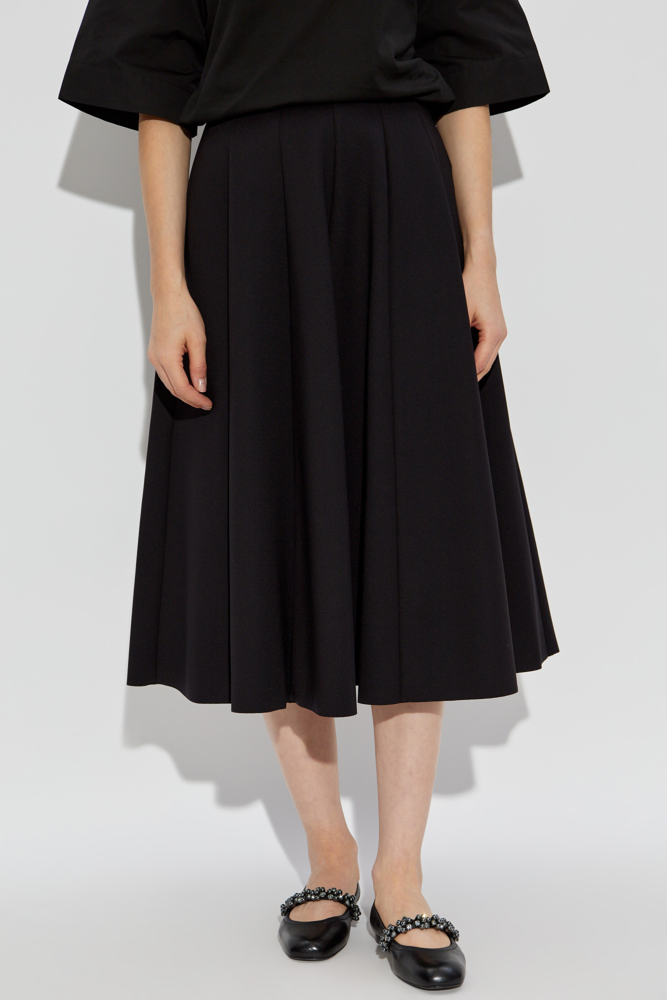 Shop Fabiana Filippi Pleated Midi Skirt In Black