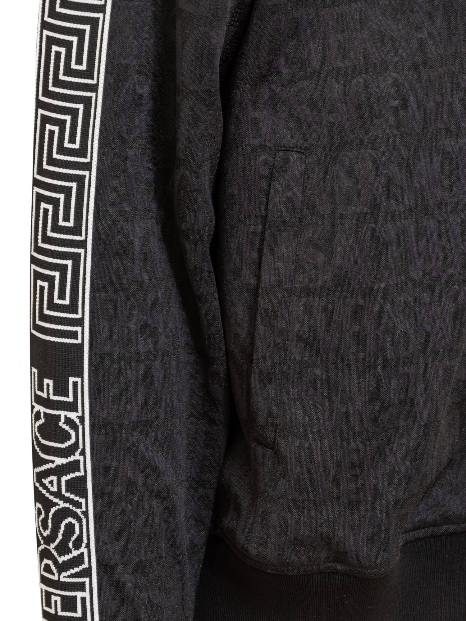 Versace Allover-pattern Cotton Track Jacket In Black