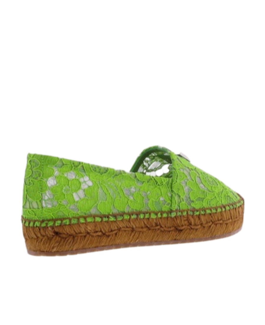 Dolce & Gabbana Logo-plaque Lace Espadrilles In Green