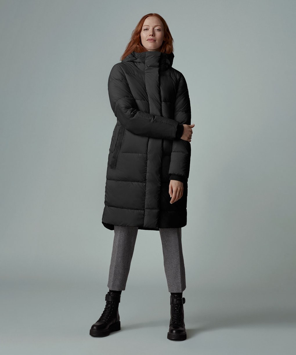 Canada Goose Byward Midi Puffer Coat In Black