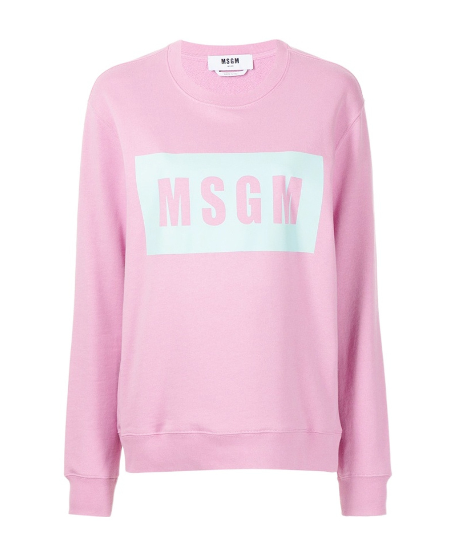Msgm Round Collar Long Sleeve Sweater In Pink