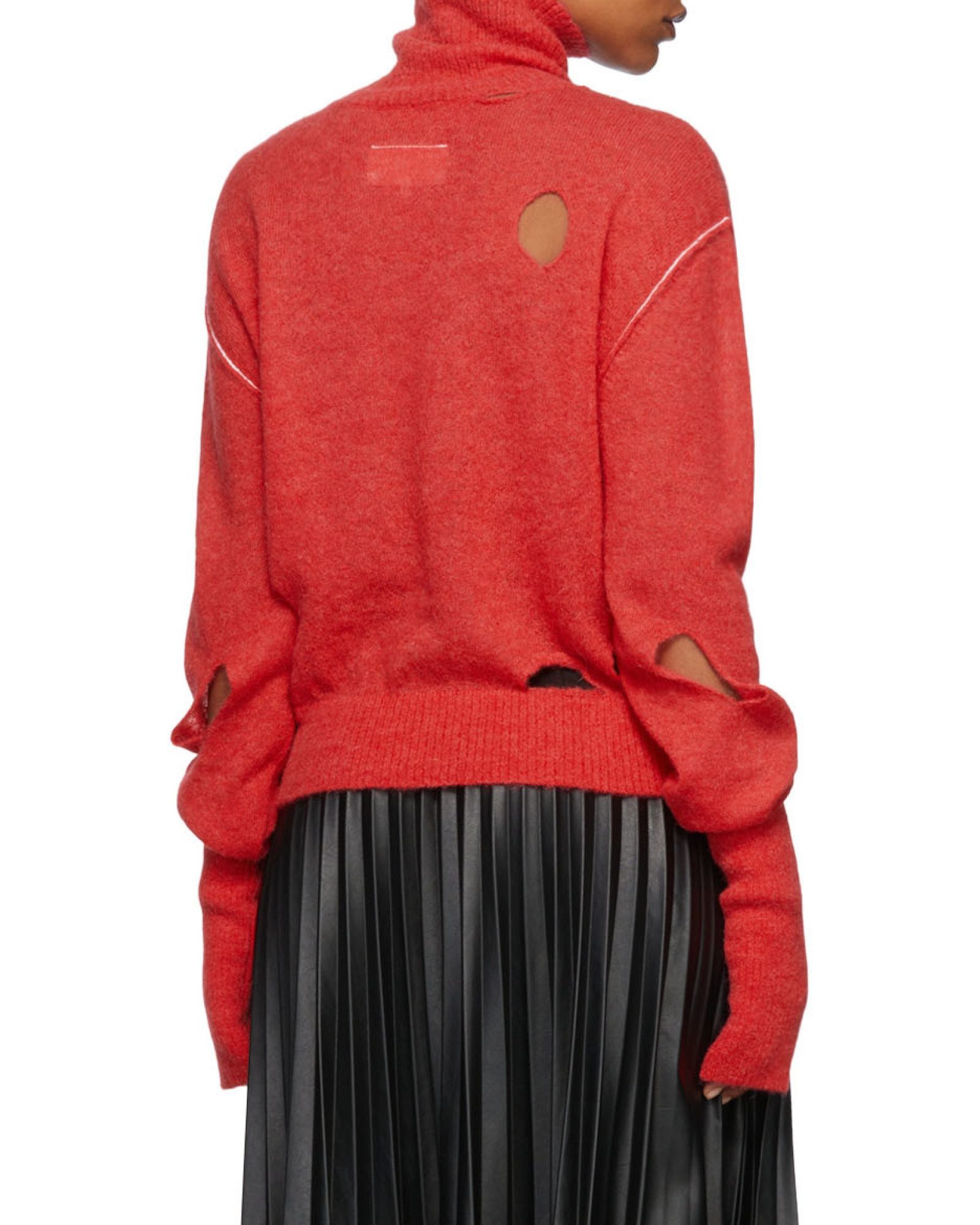 Mm6 Maison Margiela Half Glove Sleeves Turtle-neck Jumper In Red