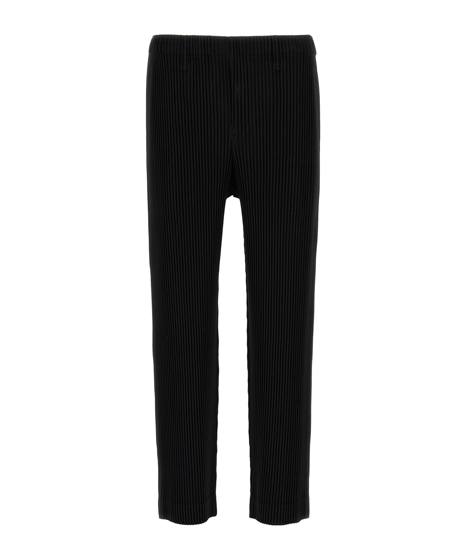 Issey Miyake Ns Black Pleated Belt Loops Tapered Leg Relaxed-fit Knitted Trousers In Black