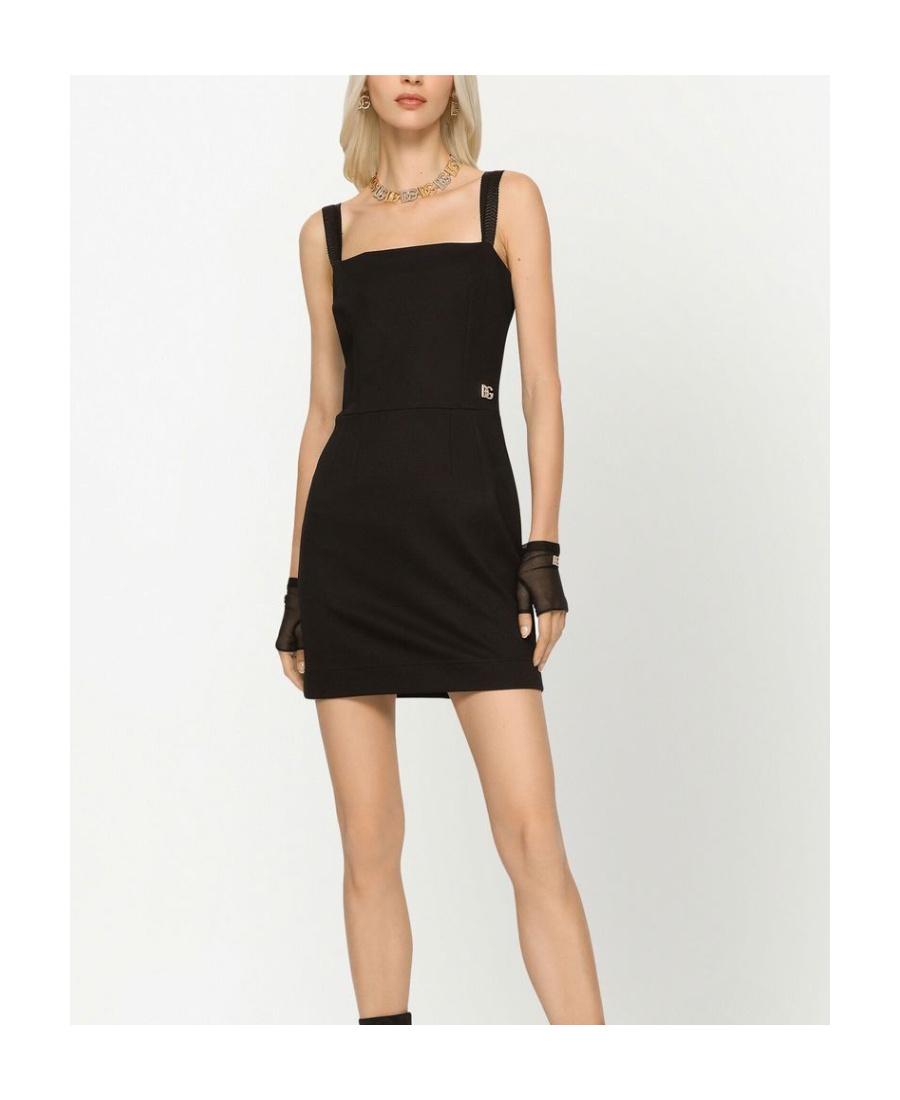 Dolce & Gabbana Logo Plaque Sleeveless Mini Dress In Brown