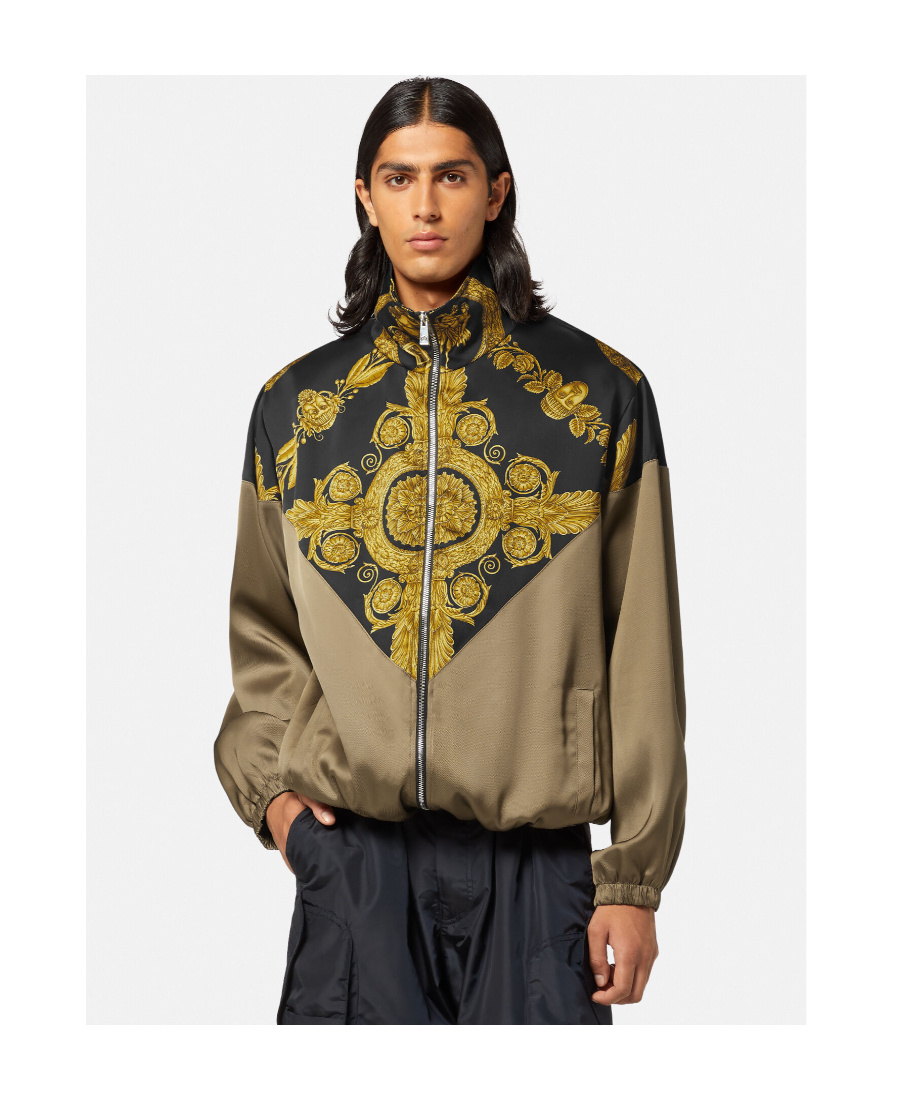 Versace Barocco Track Jacket In Brown