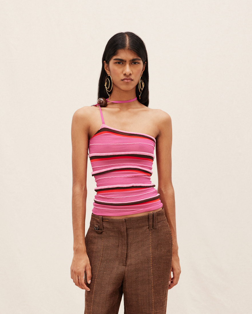 Jacquemus La Maille Concha Asymmetric Top In Pink