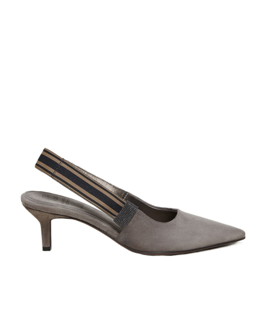 Brunello Cucinelli 70mm Pointed Suede Pumps In Gray