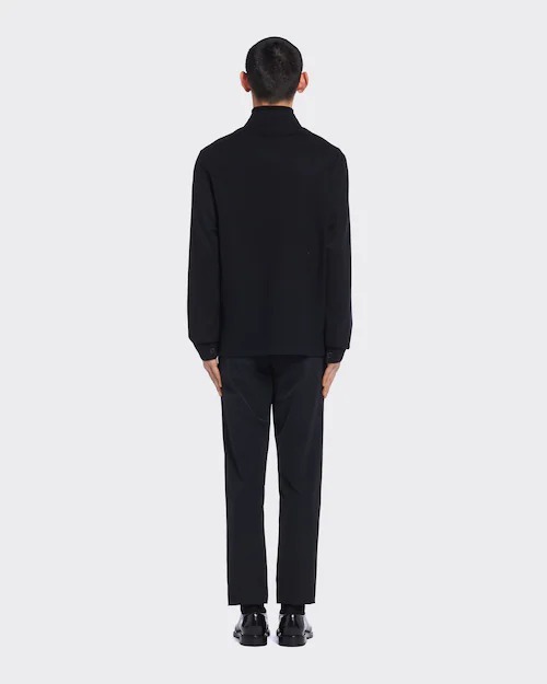Prada Button-up Long-sleeve Shirt In Black