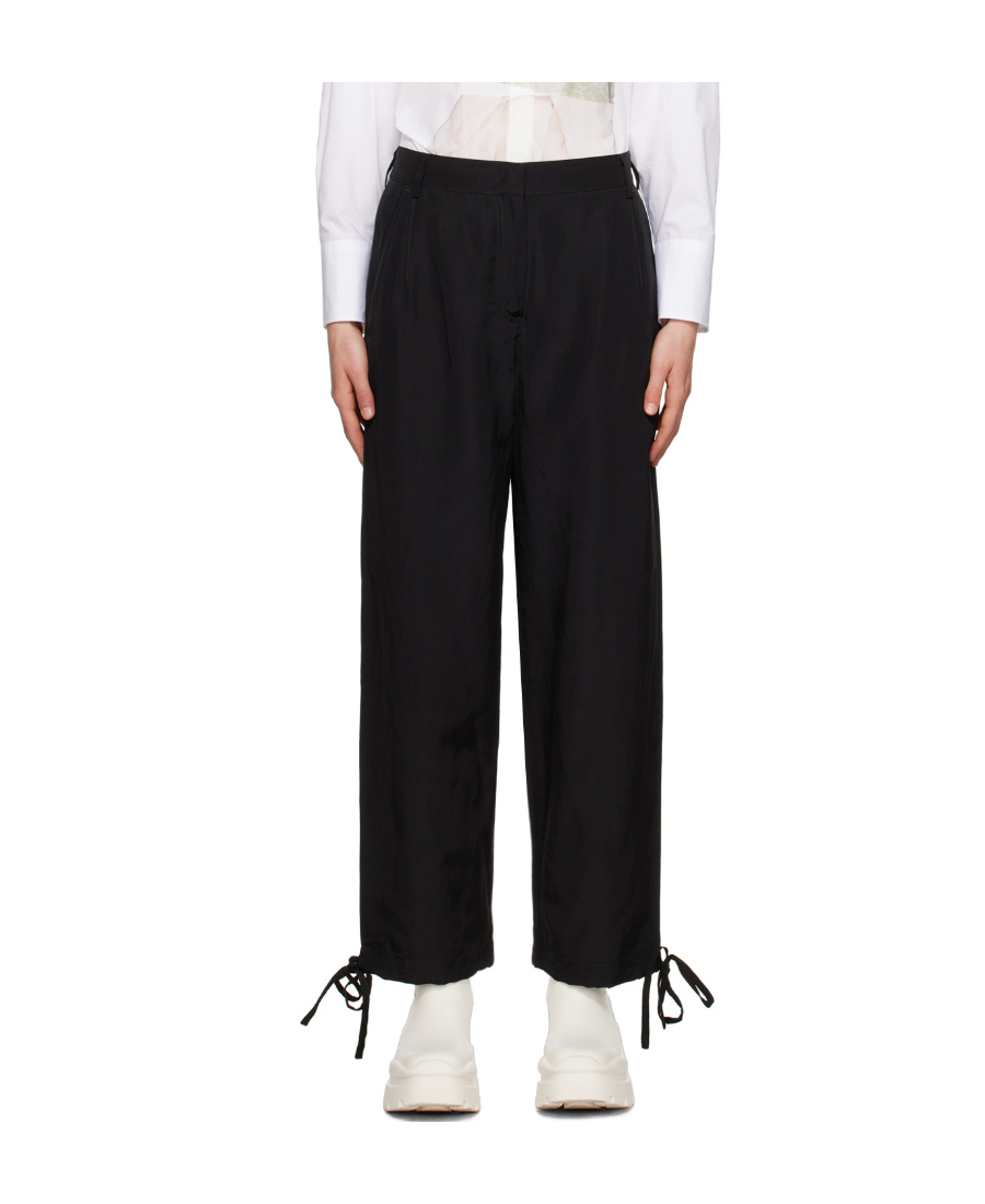 Msgm Elasticated-ankles Wide-leg Trousers In Black