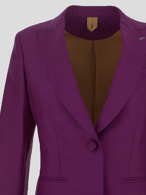Max Mara Single-breasted Suit Jacket In Purple