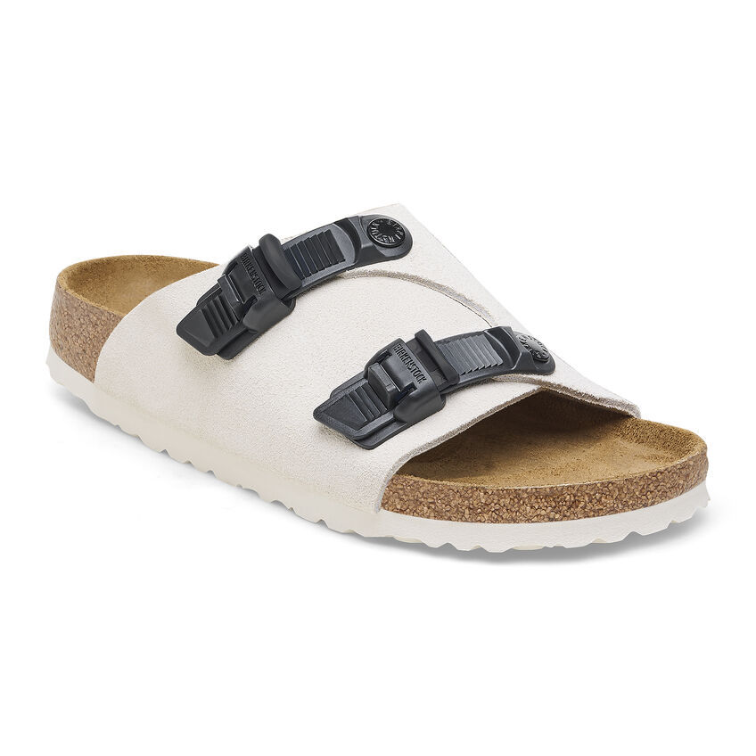 Birkenstock Zurich Tech Double-strap Suede Slides In White
