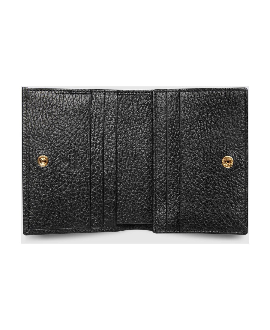 Gucci + Net Sustain Marmont Petite Textured-leather Wallet In Black